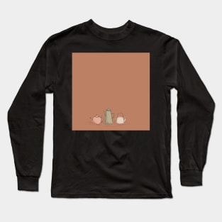 Cottagecore Teapots Illustration Long Sleeve T-Shirt